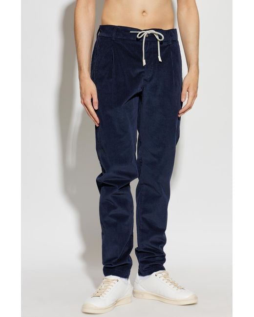 Eleventy Blue Drawstring Corduroy Pants for men