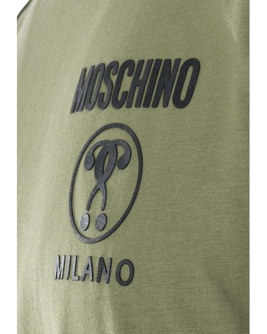 Moschino Green Double Question Mark Cotton T-Shirt for men