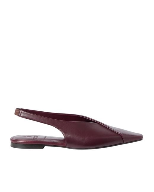 Brunello Cucinelli Purple Calfiskin Slingback Flats