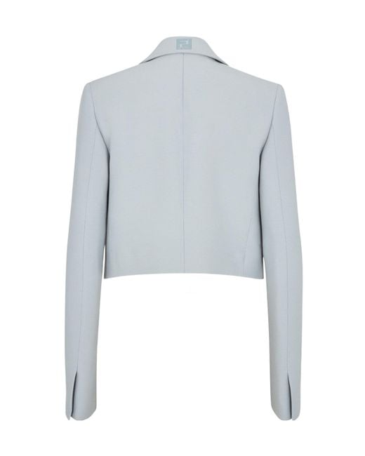Fendi Blue Cropped Single Breasted Blazer