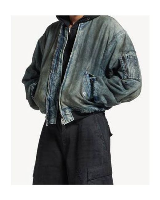 Balenciaga Blue Oversized Bomber Denim Jacket for men