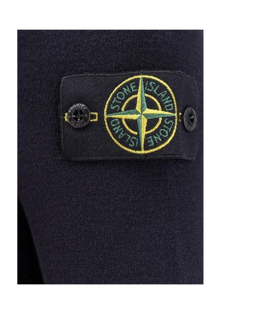 Stone Island Blue Logo Patch Zip-Up Cardigan for men