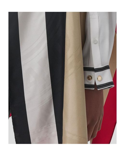 Burberry Red Icon Stripe Silk Cape