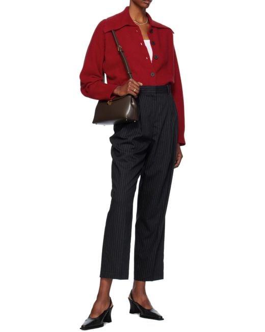 Totême  Black Totême Pleat Detailed Pinstriped Trousers