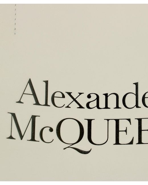 McQueen Natural Logo-Print Two-Tone Tote Bag
