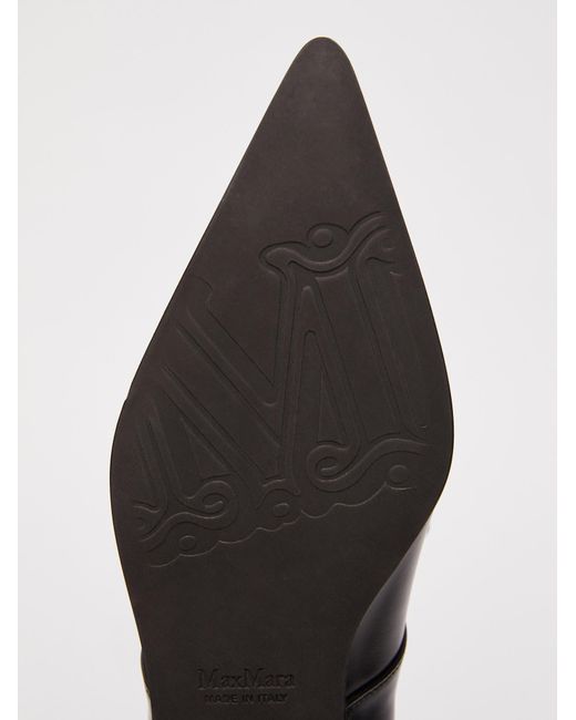 Max Mara Black Smooth Leather Ballet Flats