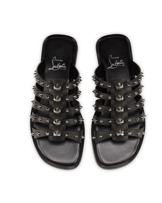 Christian Louboutin Black Charja Spike Leather Sandal