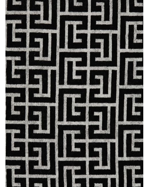 Balmain Black Pb Labyrinth Beach Towel for men