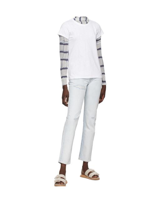 Rag & Bone White Logo Round-Necked T-Shirt