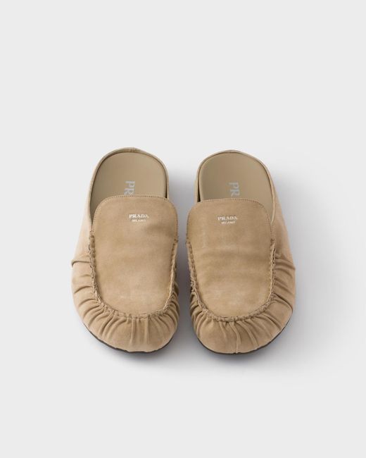 Prada Brown Suede Mules for men