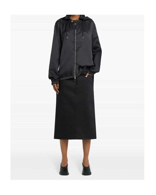 Courreges Black Courrèges Drawstring Hooded Windbreaker for men