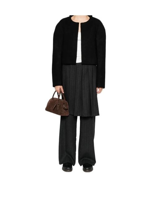 Low Classic Black Exaggerated-Shoulder Jacket