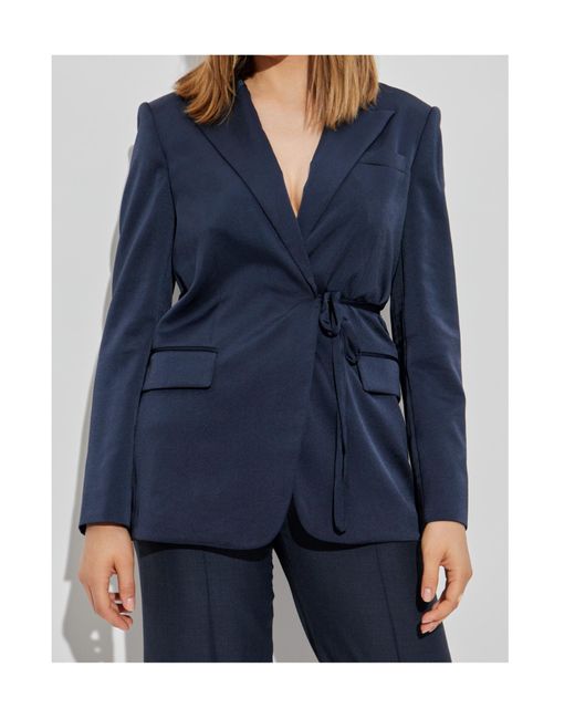 Theory Blue Tied-Waist Tailored Blazer