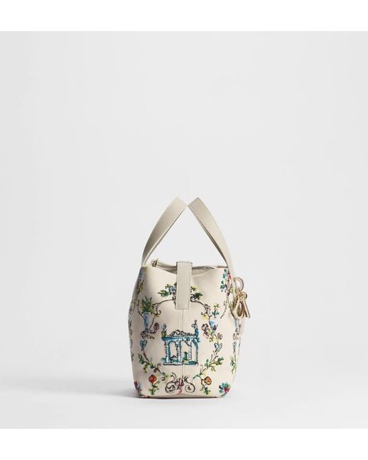 Dior White Iviera Small Toujours Vertical Tote Bag
