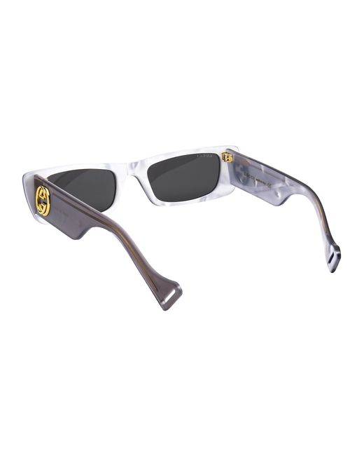 Gucci White Eyewear Rectangle Frame Sunglasses