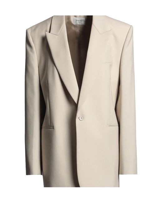 Saint Laurent Natural Single-Breasted Blazer