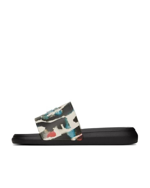 McQueen Multicolor Graphic Logo Print Pool Slides for men