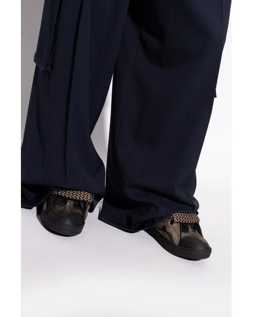 Lanvin Black Curb Washed Denim Sneakers for men