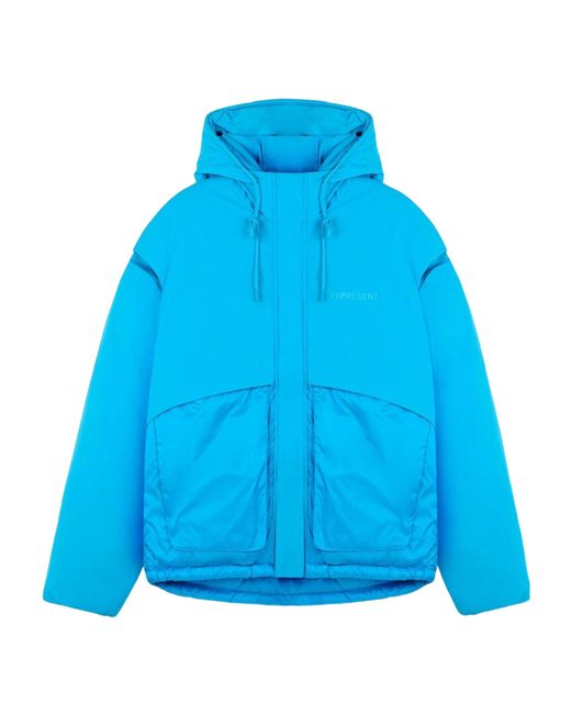 Represent Blue Hooded Down Jacket for men