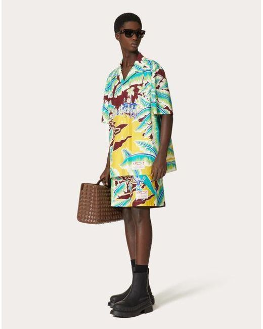 Valentino Blue Graphic Printed Short-Sleeved Shirt for men