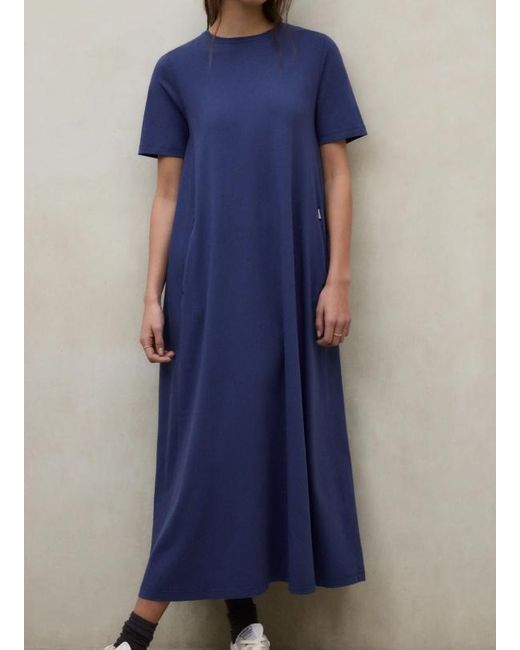 Ecoalf Blue Elettra Short-Sleeve Flared Dress