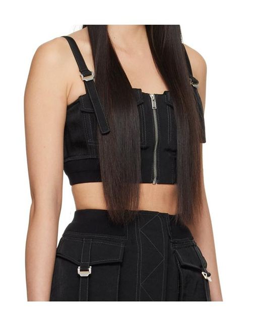 Dion Lee Black Sleeveless Cropped Bustier Top