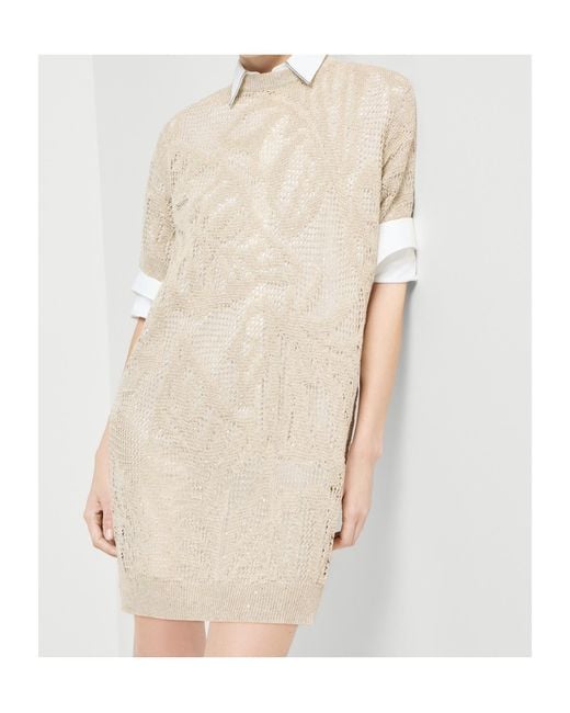 Brunello Cucinelli White Dazzling Water Lillies Mini Dress