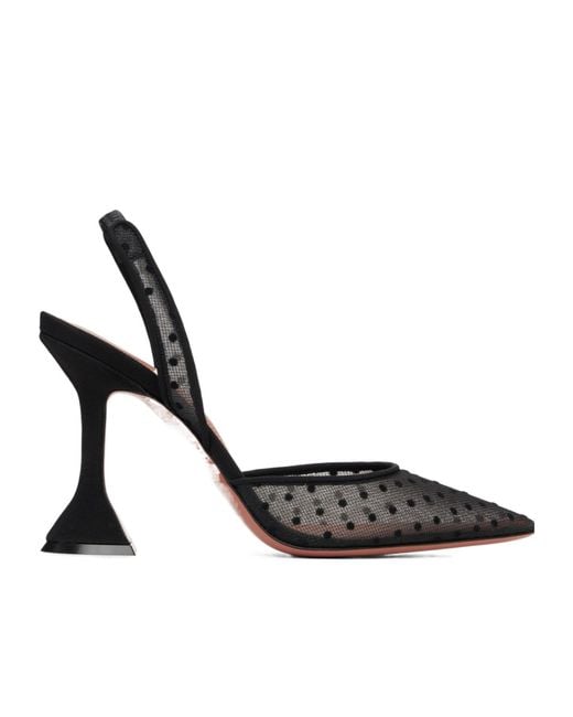 AMINA MUADDI Black Holli 95 Lace Sling Pointed-Toe High-Heeled Sandals