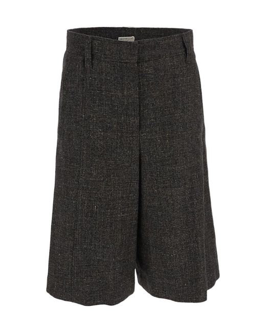 Brunello Cucinelli Black Flared Knee-Length Shorts