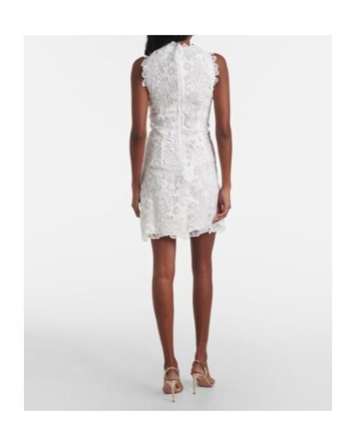 Monique Lhuillier White Floral Lace Minidress