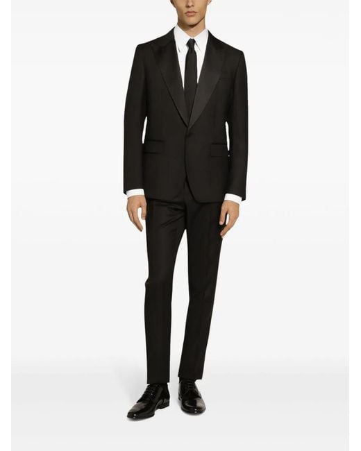 Dolce & Gabbana Black Single-Breasted Pleated Tailored Suit