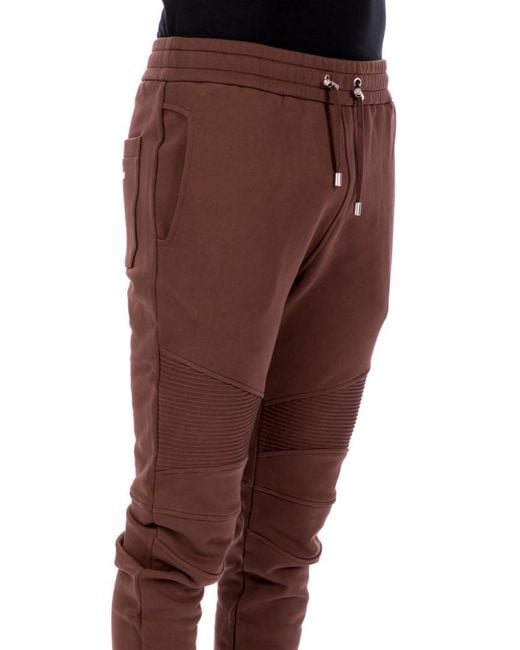 Balmain Brown Logo Printed Drawstring Track Pants for men