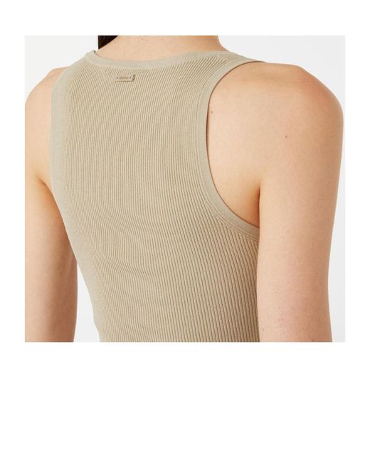 Max Mara Natural Ghiro Ribbed Knit Tank Top