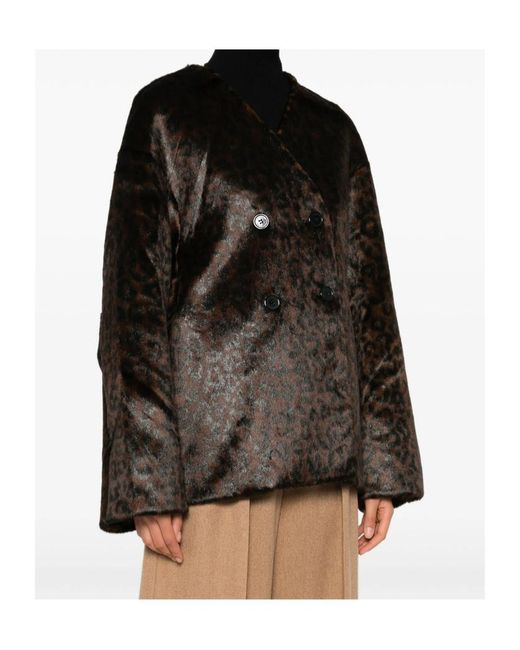 Frankie Shop Black Double-Breasted Patterned Jacket