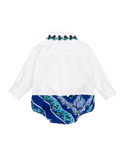 Emilio Pucci White Junior Fontane Printed Shirt Romper