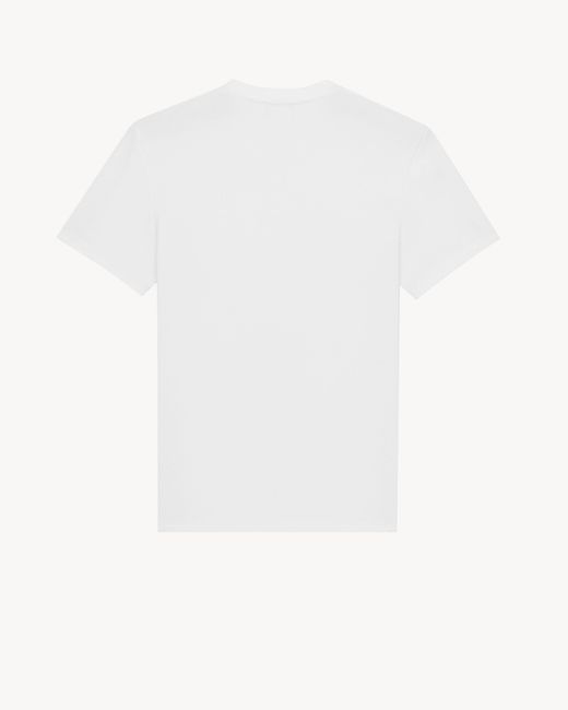 Saint Laurent White Cassandre Ribbed T-Shirt for men