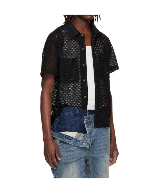 ANDERSSON BELL Black Open-Knit Shirt for men