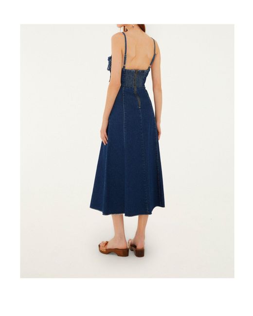 Farm Rio Blue Floral Cutout Dress