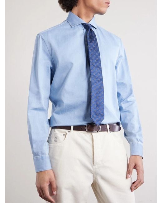 Brunello Cucinelli Blue Jacquard Tie for men