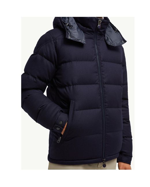 Moncler Blue Montgenevre Hooded Flannel Short Down Jacket for men