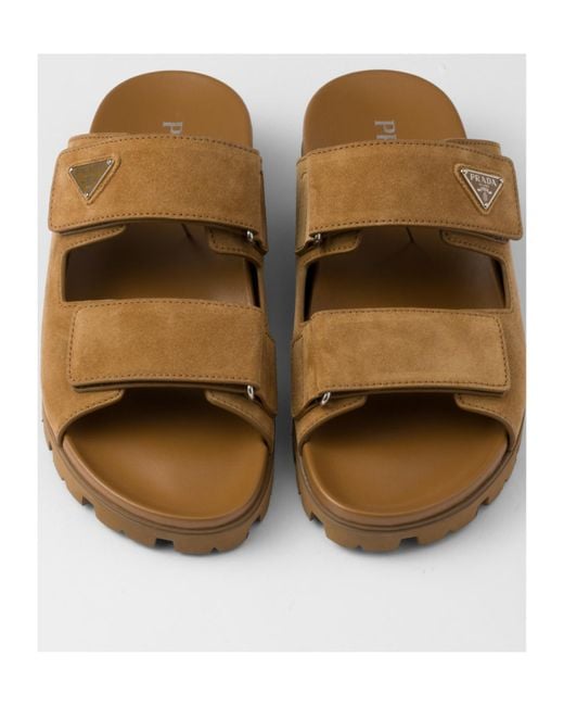 Prada Brown Suede Band Sandals for men