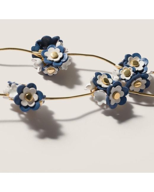 Miu Miu White Metal And Leather Necklace