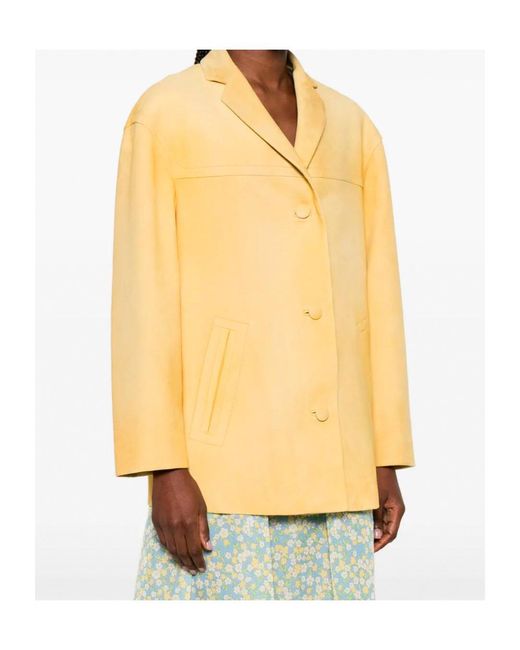 Prada Yellow Suede Caban Jacket