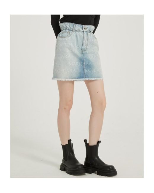 Marissa Chiara Blue Denim Skirt With Belt Loops