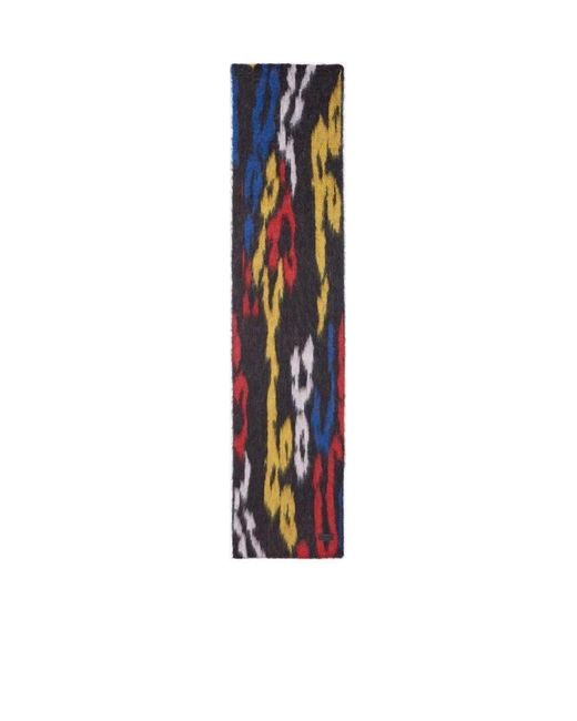Saint Laurent White Knitted-Swirling-Leopard-Scarf for men