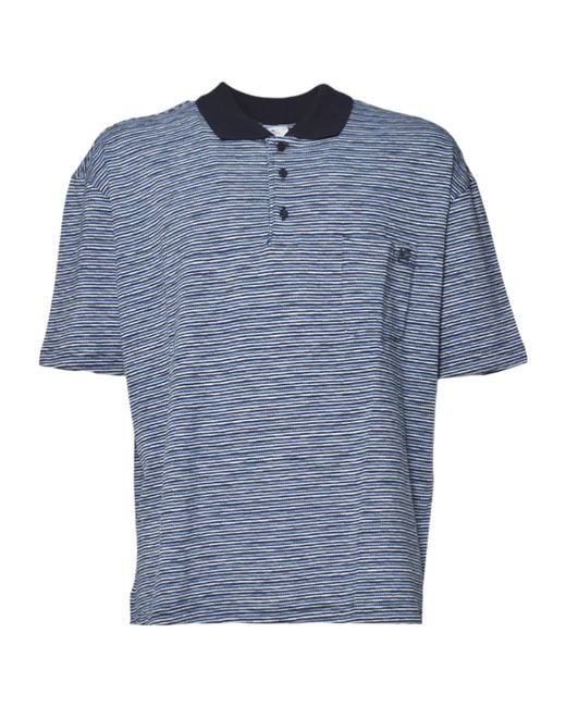 Etro Blue Striped Short Sleeved Polo Shirt for men