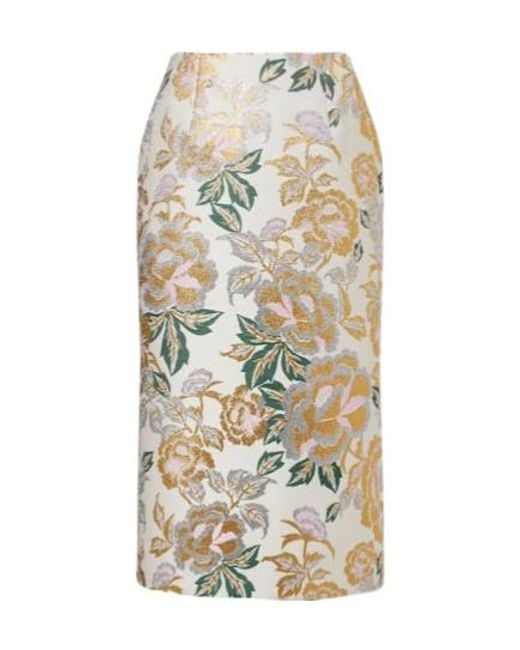 Carolina Herrera White Floral Jacquard Midi Skirt