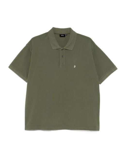 Stussy Green Stüssy Logo Embroidered Polo Shirt for men