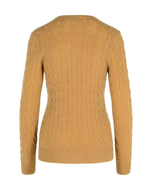 Polo Ralph Lauren Brown Cable-Knit V-Neck Sweater