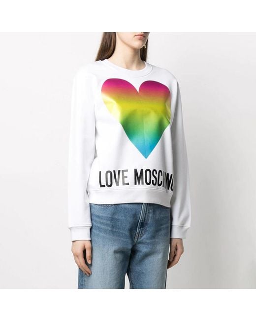 Moschino White Round-Necked Logo Sweater